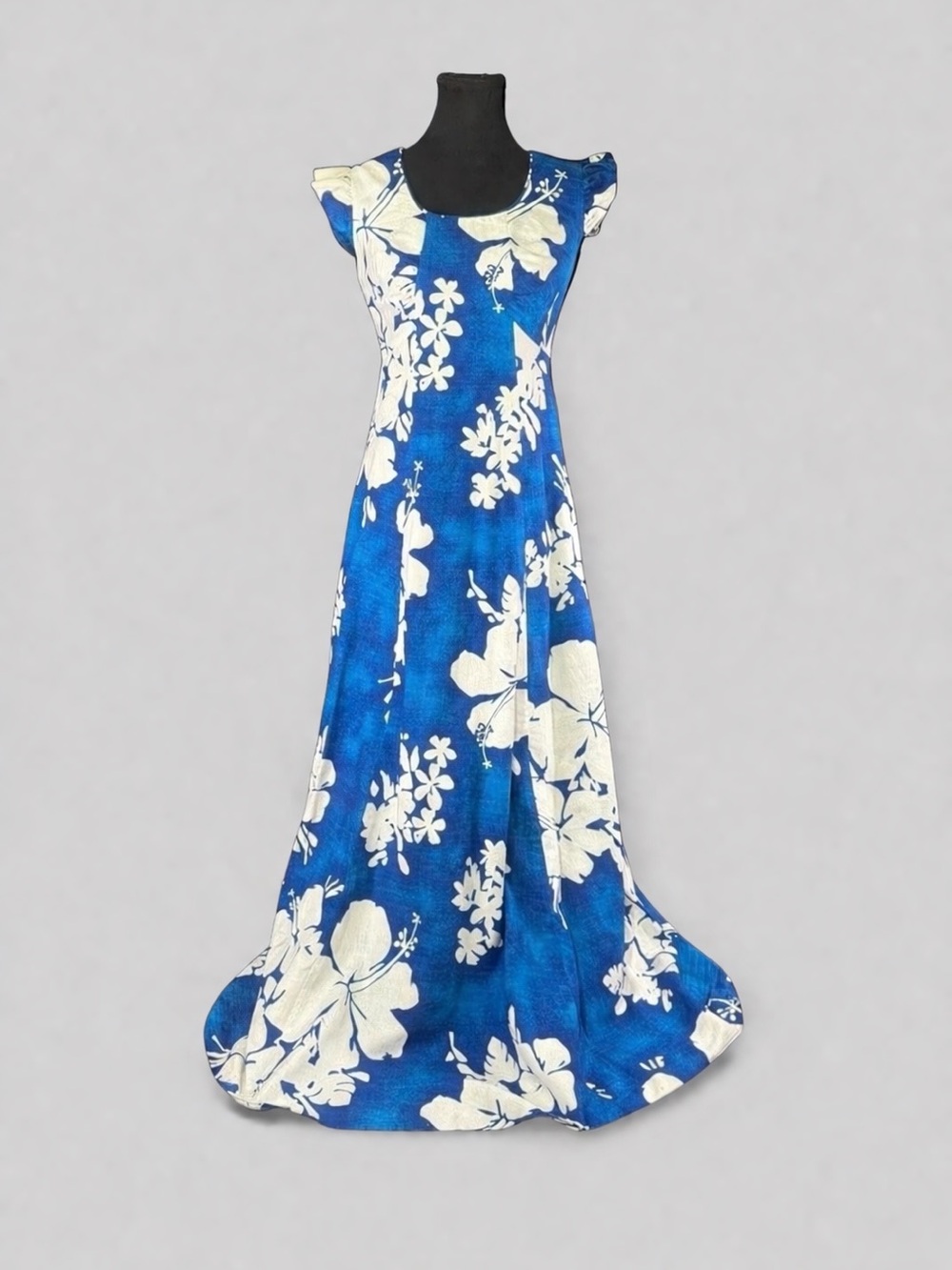 Hawaiian Hukilau Dress W XS Vintage Tiki Hibiscus Maxi Resort Honolulu Aloha 60s